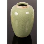 A Chinese porcelain celadon baluster vase, decorated lotus flowers and foliage,