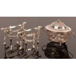 A pair of Edwardian silver stands, CS Harris & Sons, London 1906,