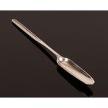 A George II silver marrow scoop, Ebenezer Coker, London 1755, 21cm long,