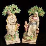 Two Staffordshire pearlware figures 'Elijah' and The 'Widow',