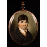 Attributed to John Comerford (1770-1832)/Portrait Miniature of a Gentleman/wearing a black coat,