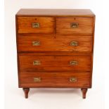 A 19th Century campaign chest, fitted two short over three long drawers with counter sunk handles,