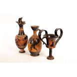 Three items of 19th Century Etruscan ware to include a ewer,