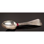 A pair of George III fiddle pattern silver tablespoons, MM,