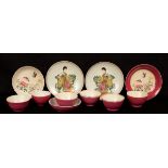 A group of Chinese famille rose porcelain teacups and saucers,