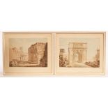 Italian School, 18th Century/Architectural Studies/a pair/watercolour, 18.