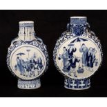 A near pair of Chinese blue and white vases, Baoyueping, late Qing dynasty,