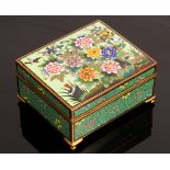 A cloisonné box and cover, the cover decorated peonies,