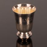 A French silver beaker, 950 standard, Christofle, circa 1940, engraved LXXX to the side, 9cm high,