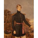 Follower of Frederick Tatham/Portrait of a Young Officer/watercolour on paper laid to board,