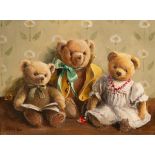 Deborah Jones (1921-2012)/Teddy Bears/signed/oil on canvas, 29.5cm x 39.