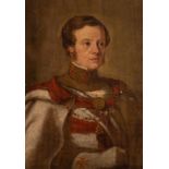 English School, 19th Century/Portrait of a Gentleman/in the robes of a Knight Templar/oil on board,