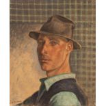 Charles Edwin Andrew (1911-1996)/Portrait of a Man/bust length, wearing a hat/oil on canvas,