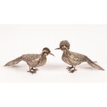 Two Italian plated table ornaments in the form of birds, 10.