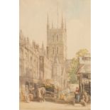 Nathaniel Sparks (1880-1957)/Town Scene with Church Tower/signed/pencil and watercolour, 30.