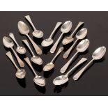 Six George III Old English pattern silver teaspoons, IB, London 1880,