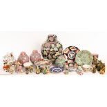 A quantity of mainly 20th Century oriental ceramics, including ginger jars, figures etc.
