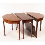 A George III mahogany D-end extending dining table,