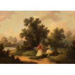 Continental School, late 19th Century/Figures in Parkland/a pair/oil on canvas,