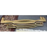 A pair of gold painted wooden curtain pelmets,