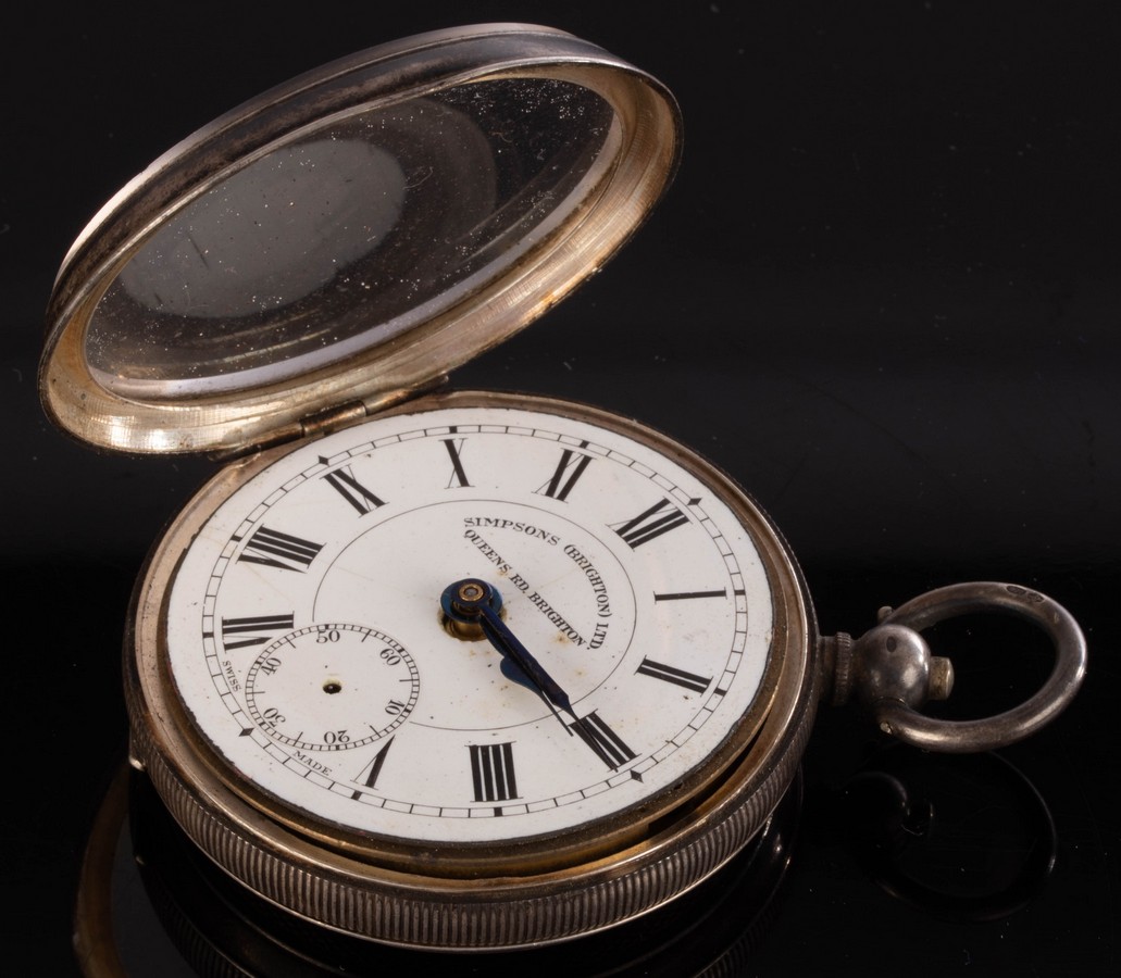 A silver open faced pocket watch, Simpsons Ltd. - Image 2 of 2