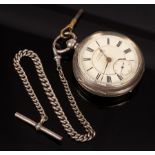 A silver cased open faced pocket watch, H Samuel, Manchester,
