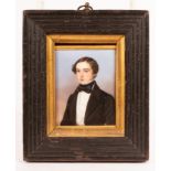 Jakob Spelter (1800-1856)/Portrait Miniature of a Young Man/wearing a black coat,