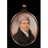 Alfred Edward Chalon (1780-1860)/Portrait Miniature of a Gentleman/wearing a black jacket and white