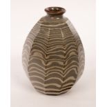 20th Century Japanese School, cutsided pottery vase, Mashiko ware with neriage decoration,