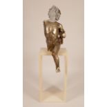 A contemporary plaster sculpture of a Classical figure, partially gilt painted, 102cm high,