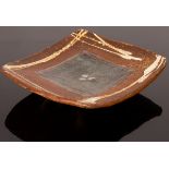 David Frith (born 1943), stoneware rectangular curved dish,