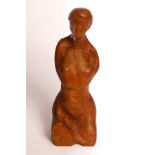 A carved wooden figure of a nude woman,