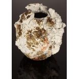 Akiko Hirai (born 1970), Moon Jar, grogged stoneware with rugged porcelain deposit,
