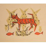 Leslie Duxbury (1921-2001)/Cat, Fish and Crab/colour print, paper size 20.