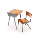 James Leonard for Esavian, a school desk and chair in plywood with aluminium frame,