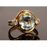An aquamarine and diamond ring, by Zoe Rawlins,