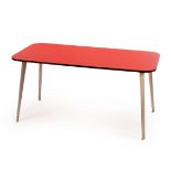 Ernest Race (1913-1964) for Race Furniture Ltd a cast aluminium 'BA' table circa 1945 with red