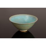 Rupert Spira (born 1960), stoneware open bowl, pale blue chun glaze, impressed seal mark, 16.