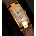A Longines gold watch with leather strap and a pair of striped cufflinks CONDITION