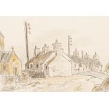 Sir John Kyffin Williams OBE RA (1918-2006)/Welsh Village Scene/initialled lower left/charcoal and