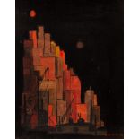 Fred Uhlman (1901-1985)/The Red Tower/signed and dated '58/oil on panel,