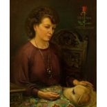 Robert Ball (20th Century)/Portrait of a Lady/seated with her dog/signed lower right,