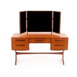 G-Plan, a Fresco teak dressing table with triple mirror, red sticker,