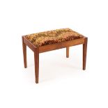 Peter Evans (died 2007), a rectangular afromosia stool with drop-in upholstered seat,