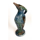 Brannam Barum ware, pottery stork vase of blue, green and brown ground, signed and dated 1889,