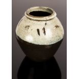 Trevor Corser (1938-2015), ovoid stoneware vessel, brown and grey glazes,