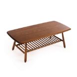 An Ercol dark elm coffee table with magazine rack, 105cm wide,