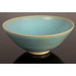 Rupert Spira (born 1960), large stoneware open bowl, pale blue chun glaze, impressed seal mark,