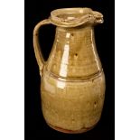 Richard Batterham (1936-2021), tall stoneware jug with green ash glaze,