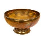 Hugh Wallis, a brass pedestal bowl, with rope twist edge, repeat pierced design to pedestal,